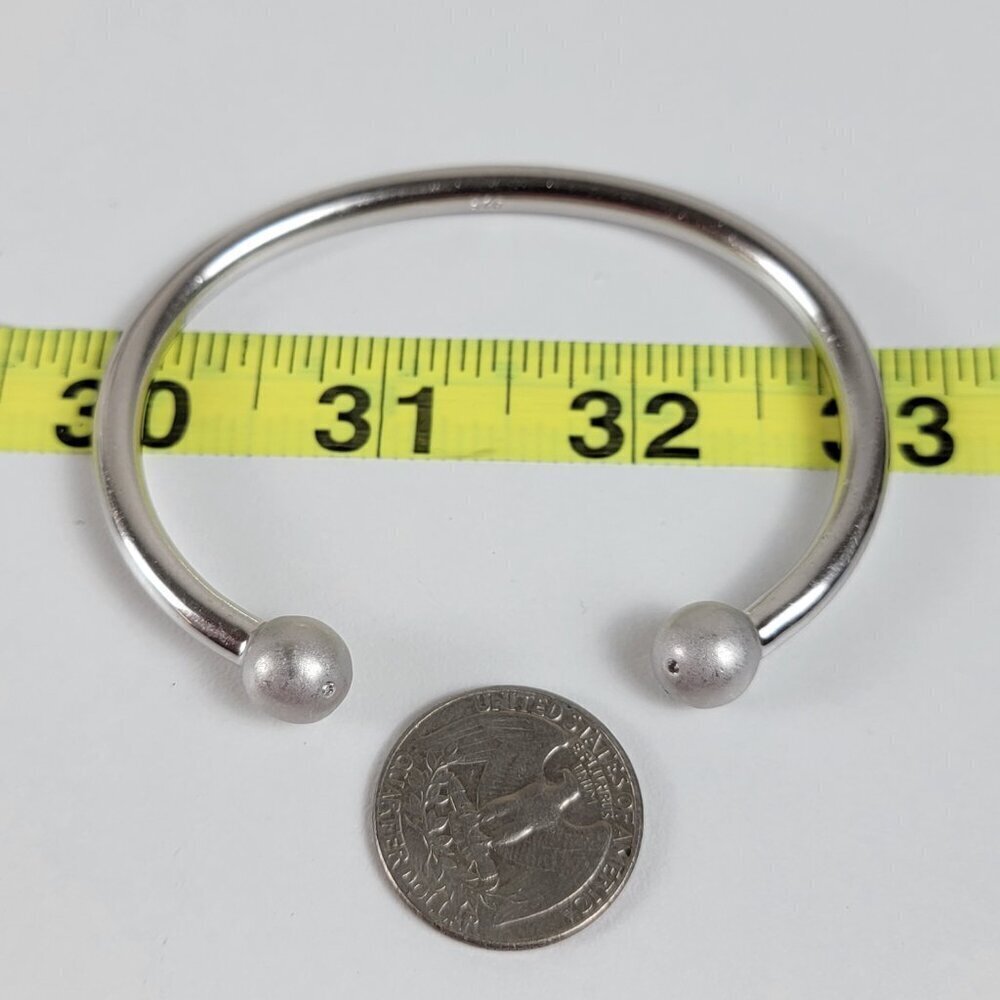 Diamond Accent Ball Charm Sterling Silver Cuff Bracelet 7 Inch - Picture 9 of 9